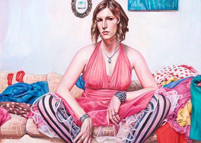 "Adolescence" an acrylic self portrait of Drew Riley.